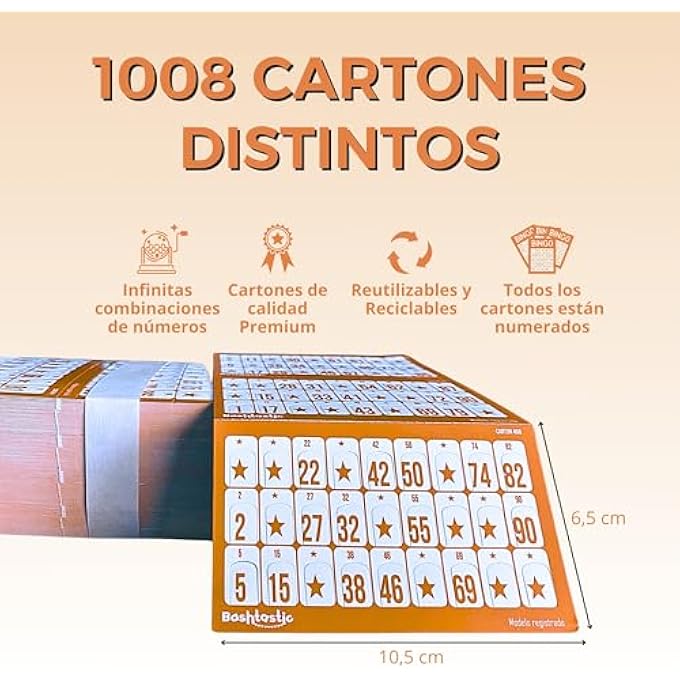 rayihni 1008 بطاقة بنغو مقطوعة 240 جرام، بطاقات بنغو قابلة لإعادة الاستخدام ومختلفة عن بعضها البعض للعب العائلي، الفعاليات أو الإقامات. بطاقات بنغو (برتقالي) - Image 3